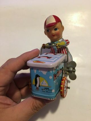 Vintage Tin Ice Cream Pedal Bike Seller 260 Ms 405 Wind Up Toy Made In China