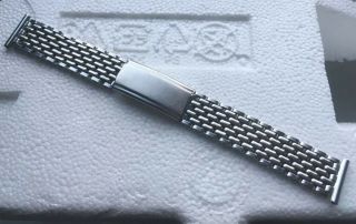 Vintage Montal Beads Of Rice Stainless Steel Wristwatch Bracelet 18mm Ends