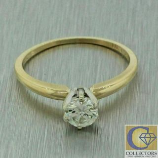 Vintage Estate 14k Solid Yellow White Gold.  35ctw Diamond Engagement Ring