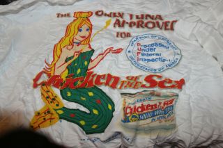 Chicken of the Sea Mermaid T - Shirt with Coffee Cup Old Stock Vintage Unique 2