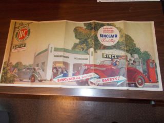 1937 Sinclair Arkansas/louisiana/miss.  Vintage Road Map / Gas Station Cover Art