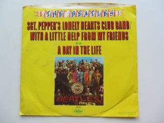 The Beatles 1976 U.  S.  A.  45 A Day In The Life Sgt Peppers Ex