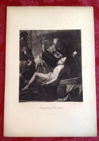 Antique Steel Engraving " Martyrdom Of St.  Andrew " E.  Doby Painted By Ribera 17 " T