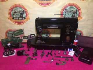 Vintage Singer 301a Sewing Machine With Attachments