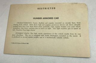 WWII WW2 US Army Air Force Photo Identification Card R152,  Humber Armored Car,  War 2