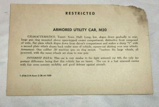 WWII WW2 US Army Air Force Photo Identification Card R82,  M20 Armored Utility Car 2