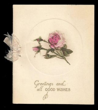 A72 - Roses - Tuck Folding Embossed Vintage Year Card