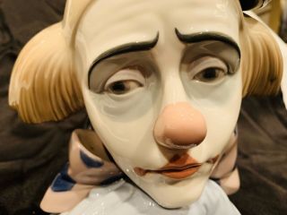 Lladro Pensive Clown Sad Jester Head Bust 5130 10.  5 