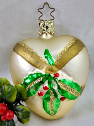 Vintage Christmas Ornament Gold Heart Mercury Glass 3 Inches Tall