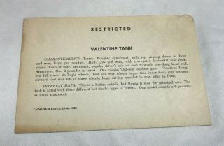 WWII WW2 US Army Air Force Photo Identification Card R128,  British Valentine Tank 2