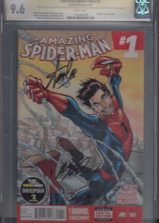 Spider - Man 1 (2014) Cgc Signed Stan Lee,  Humberto Ramos Plus 2 Others