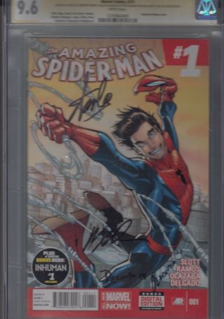 SPIDER - MAN 1 (2014) CGC signed Stan Lee,  Humberto Ramos plus 2 others 2