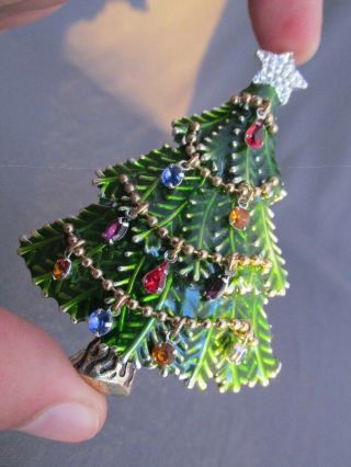 5th Annual 2008 Avon Rhinestone Enamel Articulating Ornament Christmas Tree Pin