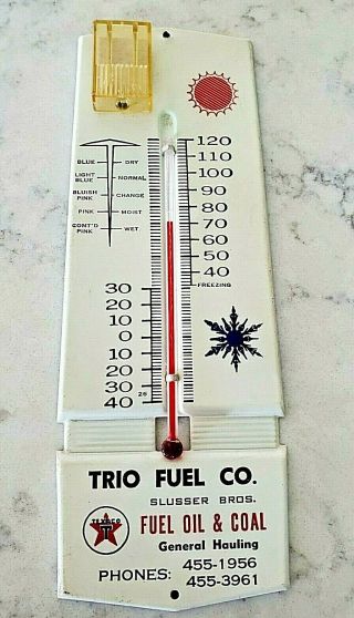 Texaco - Tin Temperature & Humidity Thermometer