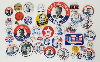 (39) 1968 Hubert Humphrey Presidential Campaign Pinback Buttons