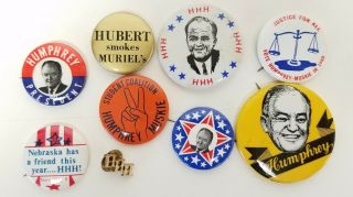 (39) 1968 Hubert Humphrey Presidential Campaign Pinback Buttons 3
