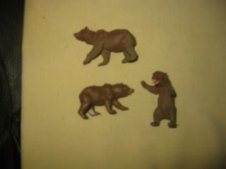 1965 Merten Germany 3 Brown Bear 4 Cm/ 40mm Scale Plastic Zoo Animal Figures