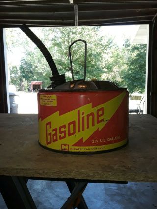 Vintage Midwest 2 1/2 Gal Gas Can