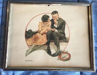 Norman Rockwell Vintage Print 1921 “a Night On The Town " 10x 8” In Silver Frame