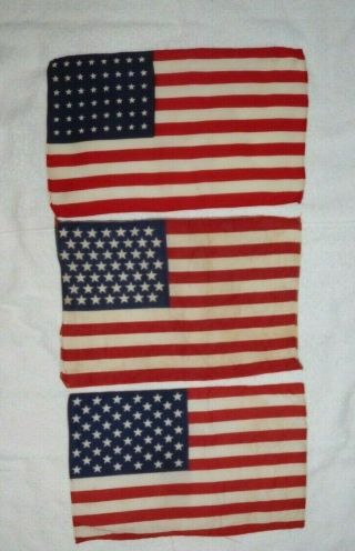 Vintage Parade Flags 48 Star Silk,  49 Cotton,  50 Star Cotton 3 Flags One Price.