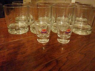 Set Of 8 Crown Royal 75th Anniversary Whisky Rocks Glasses,  2 Basketball Shot