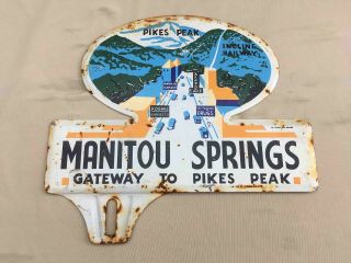 2 Old Manitou Springs Pikes Peak Gateway Souvenir Ad License Plate Toppers 2