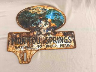 2 Old Manitou Springs Pikes Peak Gateway Souvenir Ad License Plate Toppers 3