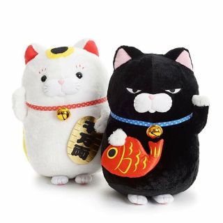 Hige Manjyu Maneki Neko Cat Plush Maneko Lucky Cat Stuffed Big Kawaii Amuse Nwt