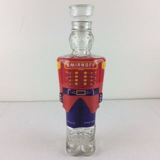 Smirnoff Vodka Toy Soldier Nut Cracker Holiday Glass Bottle 1998 Edition Empty
