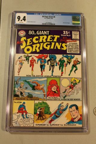 Cgc 9.  4 Nm 80 Pg Giant 8 1965 More Secret Origins Jla Aquaman Atom Flash Robin