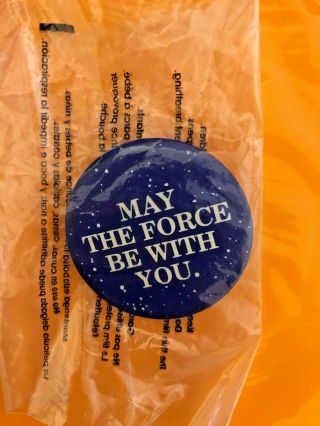 1977 May The Force Be With You Star Wars Promo Pinback Button