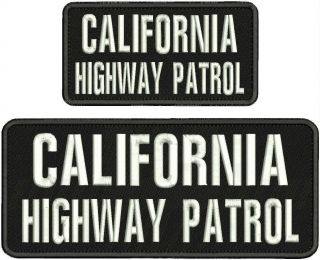 California Highway Patrol Embroidery Patch 4x10 & 3x6 Hook On Back Blk/white