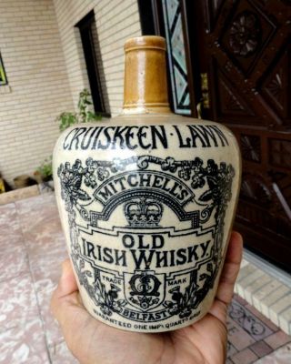 Cruiskeen Lawn Mitchell’s Old Irish Whiskey Stoneware Jug Belfast