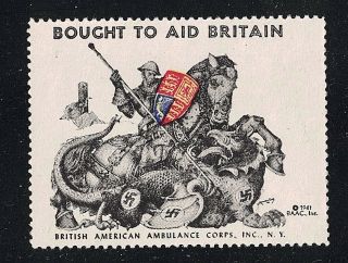 British American 1941 Ambulance Corp Poster Envelope Stamp - - N/h