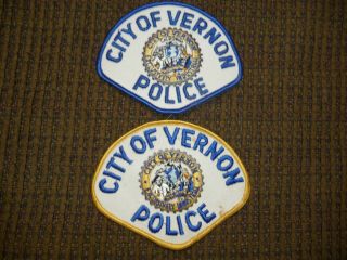 2 City Of Vernon California Old Police Patches Los Angeles County Ca