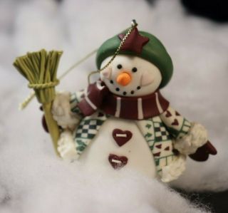 Cute Snowman Ornament Figurine Broom
