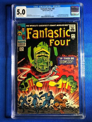 Fantastic Four 49 Cgc 5.  0 Ow - 1st Full Silver Surfer And Galactus 1st Cover