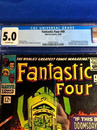 Fantastic Four 49 CGC 5.  0 OW - 1st Full Silver Surfer and Galactus 1st Cover 2