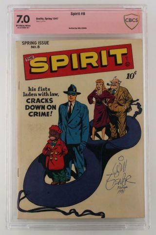 Spirit 8 - Cbcs 7.  0 Fn/vf - Quality - 1947 - Signed By Will Eisner
