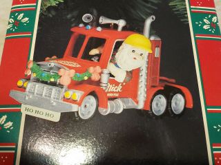 Vintage Enesco Christmas Ornament Happy Haul - Idays Semi Truck Driver Hauler