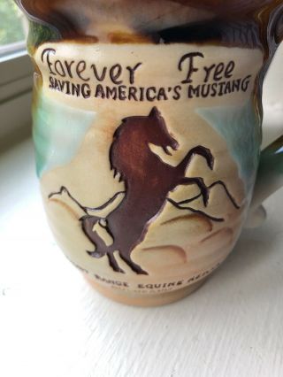 Forever Wild Mustang Equine Rescue Large Coffee Mug Pottery Handmade Horse