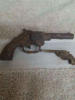 Old Cast Iron Play Pistol Vintage Cowboy Western Kids Boys Toy Usa Not Real
