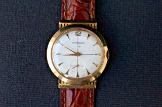 Authentic Vintage Wittnauer Solid 14k Yellow Gold Swiss Men 