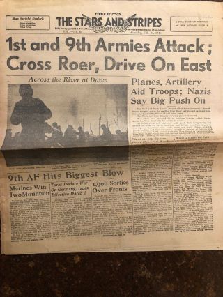 Stars And Stripes Wwii 1st And 9th Armies Attack Feb 24 1945