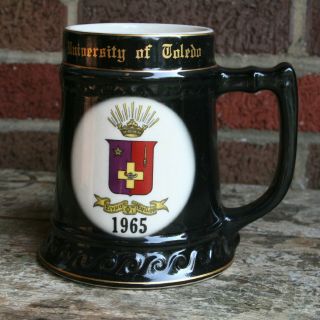 University Of Toledo Beer Stein Mug Cup Burr - Patterson Black - White Vintage 1965