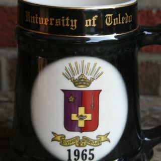 University of Toledo Beer Stein Mug Cup Burr - Patterson Black - White Vintage 1965 2