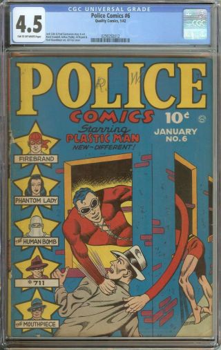 Police Comics 6 Cgc 4.  5 Tn/ow Pages