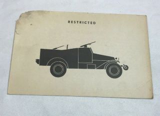 Wwii Ww2 Us Army Air Force Photo Identification Card R85,  Scout Car M3a1,