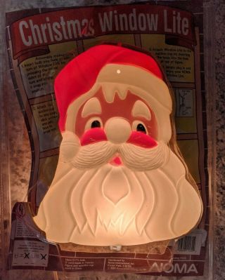 Vintage Noma 2 - Sided Hard Plastic Lighted Santa Claus Face