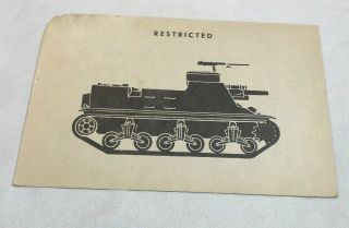 Wwii Ww2 Us Army Air Force Photo Identificatin Card R96,  M7 105mm Howitzer Tank